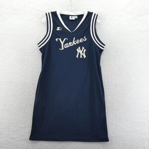 Starter Jersey Dress Women Medium New York Yankees Navy Blue Mesh Sleeveless MLB